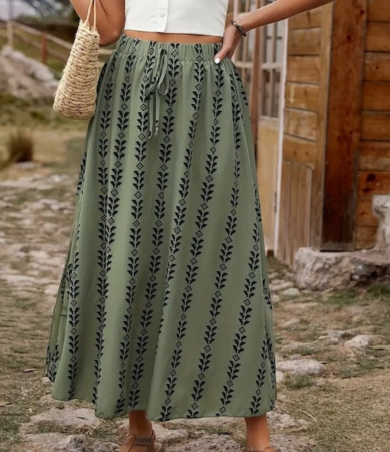 Green Geometric Skirt