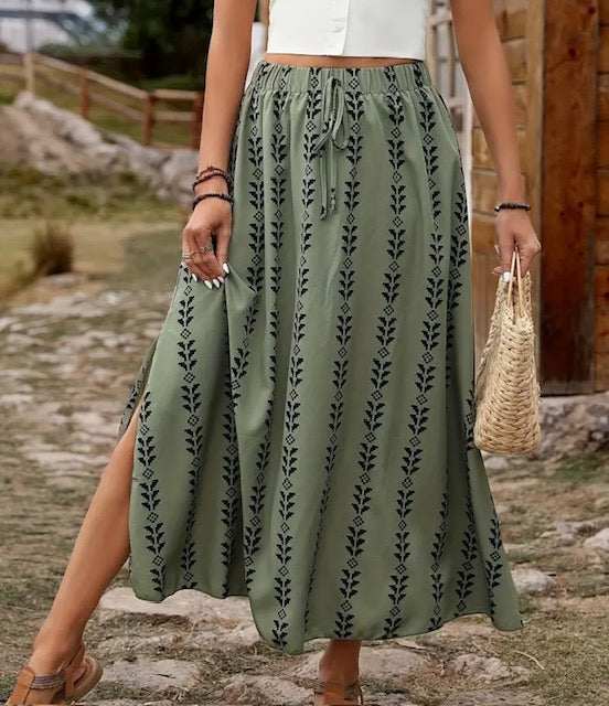 Green Geometric Skirt