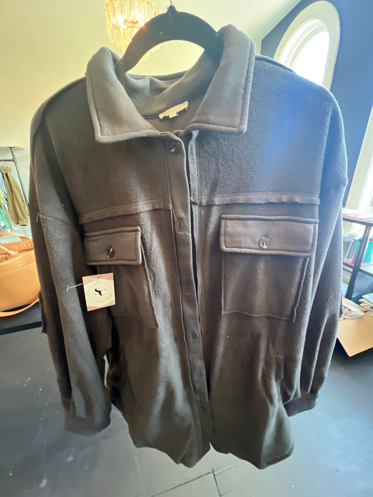 Gray Fleece Button Down