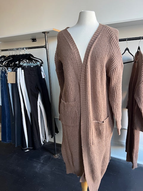 Brown Cardigan Sweater - long