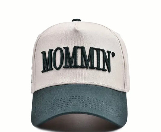 Mommin' hat - green and white