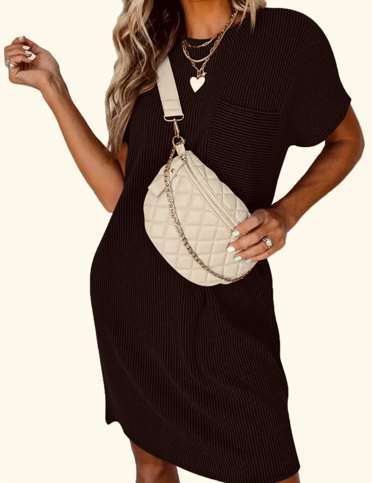 Loose fit T shirt dress - black
