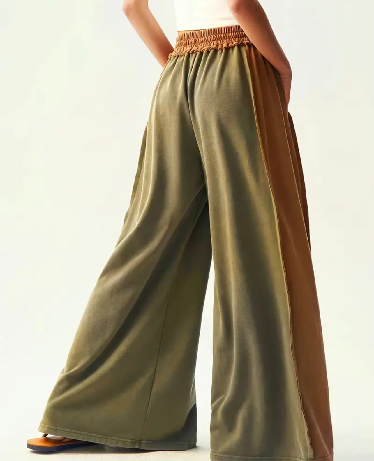 Elastic Waist / High Rise / Two tone pants