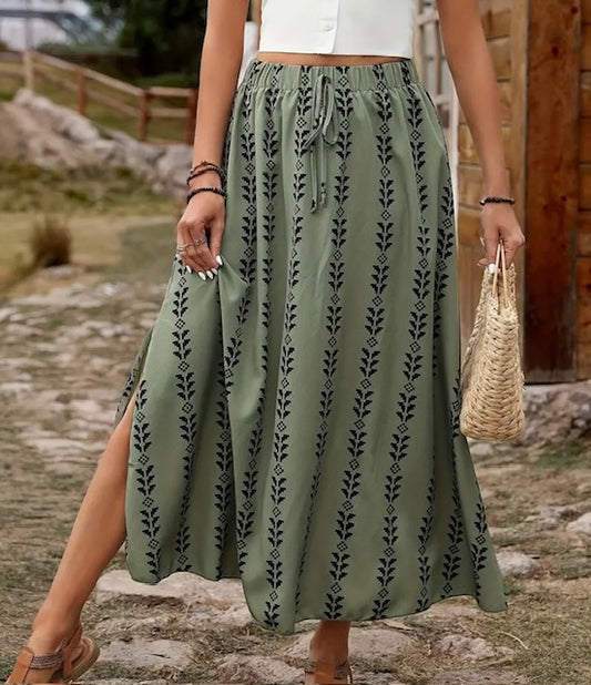 Green Geometric Skirt
