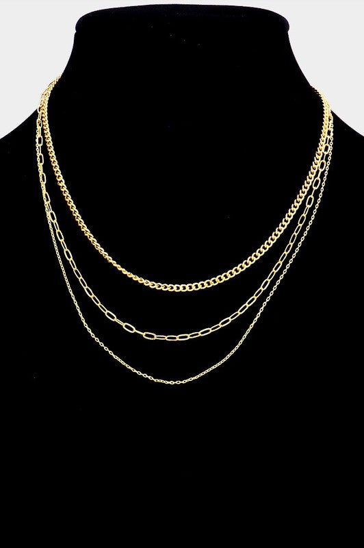 Layered Chain Necklace | Gold