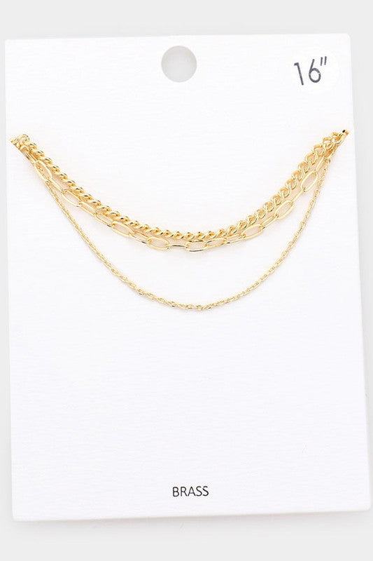 Layered Chain Necklace | Gold