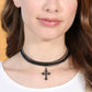 Layered Cross Choker Necklace